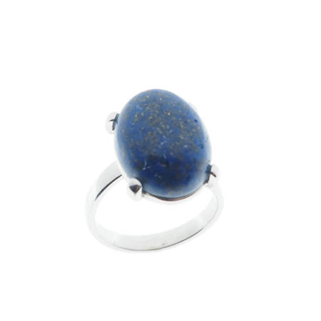 Pierścionek regulowany z owalnym Lapisem Lazuli w srebrze rodowanym.